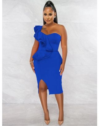 Vestido Azul Royal Assimétrico Thaine - Compre Agora Online