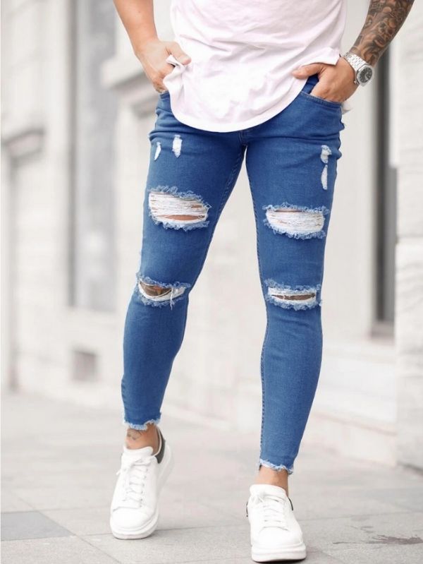 Calça Masculina Jeans Rasgado Azul - Compre Agora Online
