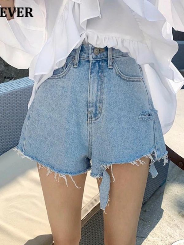 Shorts Sarja Cintura Alta Feminino Branco - Compre agora